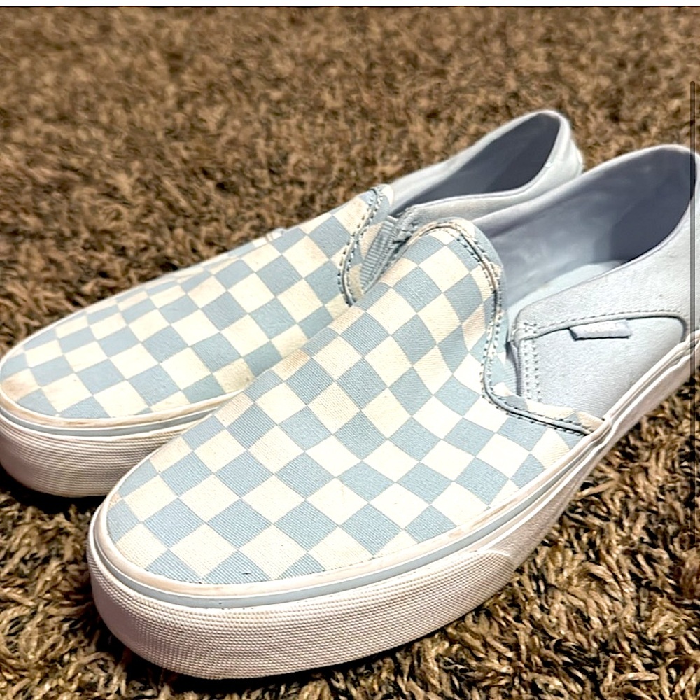 Vans Blue Checkered Slip-On Shoes